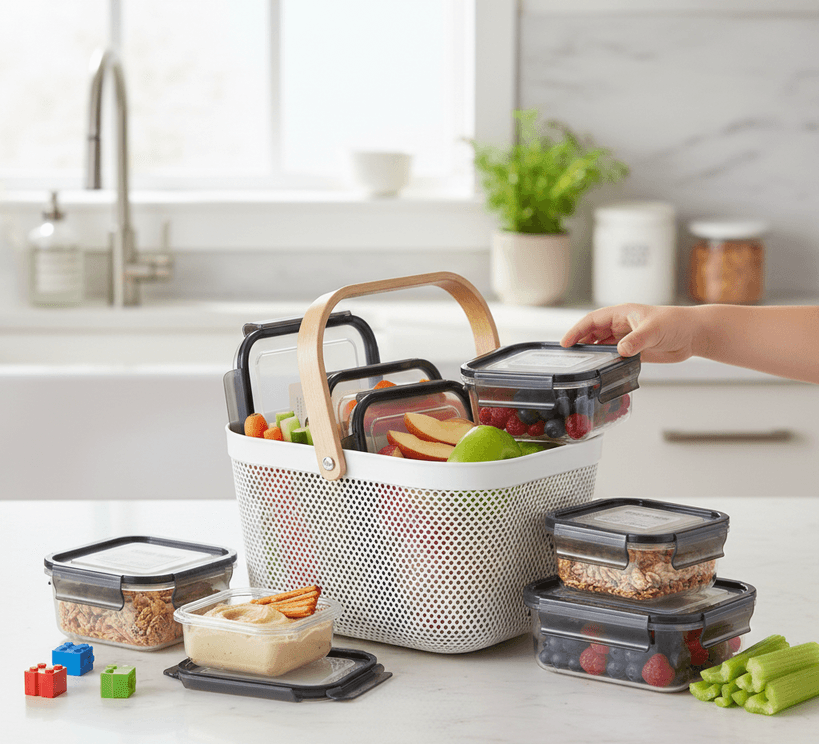 Plastic Storage Basket with Wooden Handle 5