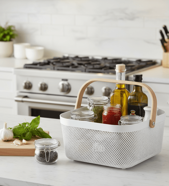 Plastic Storage Basket with Wooden Handle 3