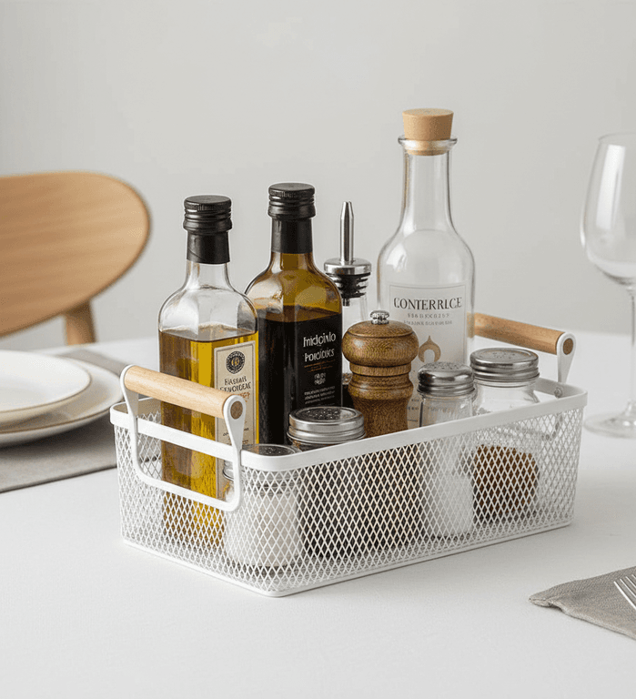 Rectangular Plastic Storage Basket with Wooden Handles 3